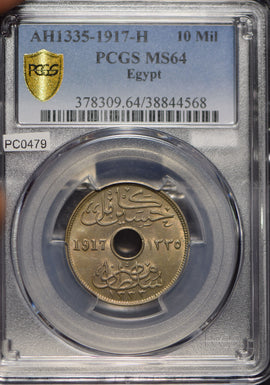 Egypt 1917 AH 1335 10 Millemes PCGS MS64 PC0479 combine shipping