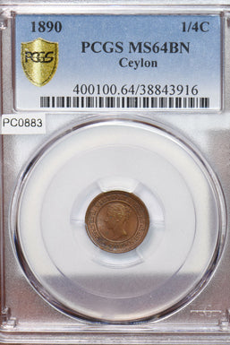 Ceylon 1890 1/4 Cent PCGS MS64BN PC0883 combine shipping