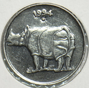India Republic 1994 25 Paise Rhinocerosanimal UNC Dot 904353 combine shipping