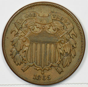 1865 Two Cent Piece XF-AU+ Piece U0368