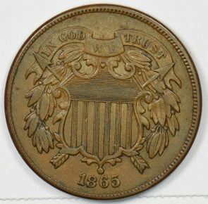 1865 Two Cent Piece XF-AU+ Piece U0368