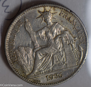 French Indo china 1936 50 Cents silver rare this nice BU0499 combine shipping