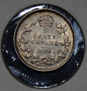 Canada 1906 5 Cents silver AU 190259 combine shipping