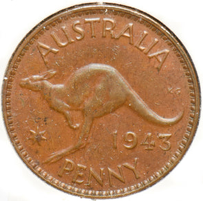 Australia 1943 Penny Kangaroo animal Georgivs VI 150527 combine shipping