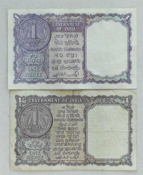 India 1957 /63 Rupee 2 - 1 Rupee notes Series A - Fine, Series C - CU RC0437 com