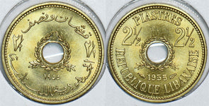 Lebanon 1955 2 1/2 Piastres 198338 combine shipping
