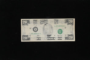 US 1993 $20 XF+ major insufficient ink error federal reserve note RC0682 combine