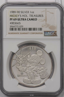 1989 ~90 silver NGC PF 69UC Mickey's Hol. Treasures 1Oz Silver NG1384 combine