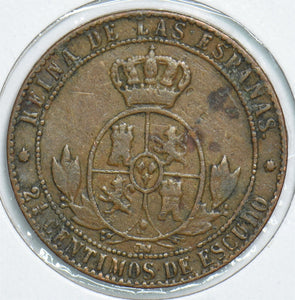 Spain 1867 2 1/2 Centimos 153815 combine shipping