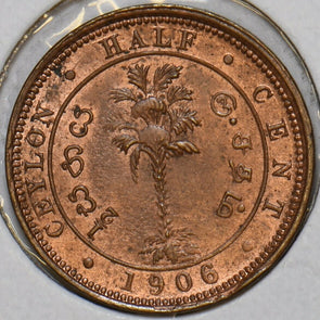 Ceylon 1906 1/2 Cent 491330 combine shipping