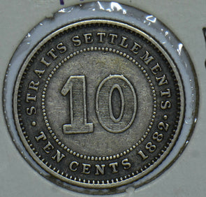 Straits Settlements 1882 Queen Victoria 10 Cents Silver 290544 combine shipping