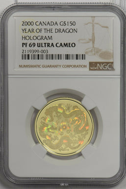 Canada 2000 150 Dollars gold NGC Proof 69 Ultra Cameo 0.3282oz gold. Year of the