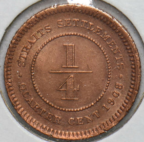 Straits Settlements 1908 1/4 Cents 293557 combine shipping