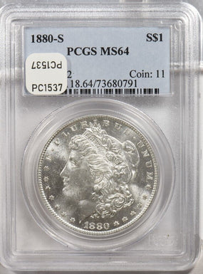 1880-s Morgan Dollar Silver Morgan dollar PCGS MS64 PC1537