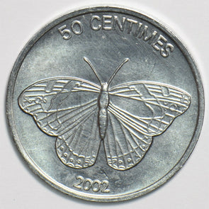 Congo 2002 50 Centimes Lionanimal Butterfly 197847 combine shipping