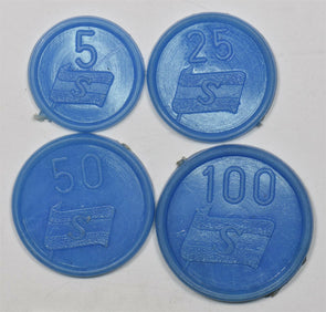 Israel 1995 M37. Sommerfin ship ? 4 total blue bakelite Agorot denominated used