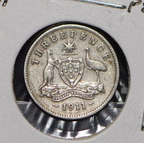 Australia 1911 3 Pence Kangaroo animal Moorhen  191220 combine shipping