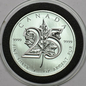Canada 2013 5 Dollar silver Proof 1oz silver. Maple leaf 25th Anniversary. In or