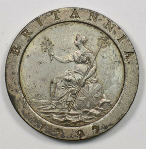 Great Britain 1797 dated cartwheel two pence Silver plated repro BU0714 combine