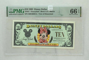 Disney Dollar 1999 $10 PMG Gem UNC 66EPQ DIS61. Minnie. View of Disneyland PM02