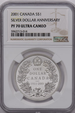 Canada 2001 Dollar Silver NGC Proof 70 UC Silver Dollar Anniversary NG1680 combi