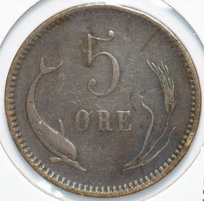 Denmark 1874 5 Ore Porpoise animal 192497 combine shipping