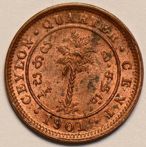 Ceylon 1901  1/4 Cent UNC C0135 combine shipping