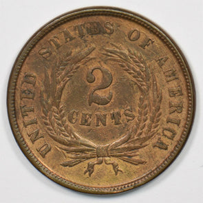1864 Two Cents Lg motto. XF U0189
