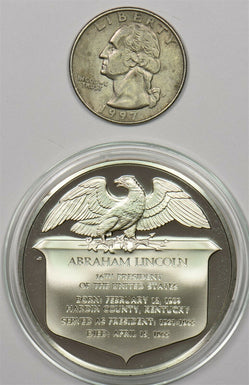 1980 's Medal Proof Abraham Lincoln in capsule 1.2oz pure silver Franklin Mint