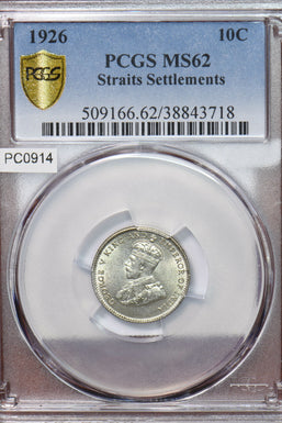 Straits Settlements 1926 10 Cents PCGS MS62 PC0914 combine shipping