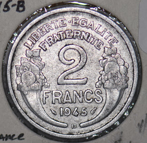 France 1945 B 2 Francs scarce date 290008 combine shipping