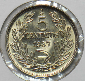 Chile 1937 5 Centavos Condor animal 296567 combine shipping