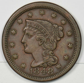 1848 Braided Hair Large Cent AU U0448