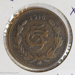 Mexico 1916 5 Centavos key date M0286 combine shipping
