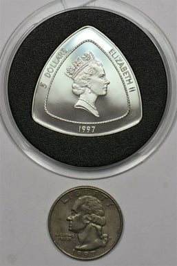 Bermuda 1997 3 Dollars Gem Proof Triangular (Bermuda Triangle ship wreck) BU0701