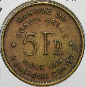 Belgium Congo 1947 5 Francs Elephant animal 240389 combine shipping