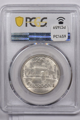 Estonia 1930 2 Krooni PCGS MS 64 Toompea Fortress KM-20 PC1459 combine shipping