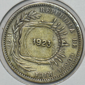 Costa Rica 1923 50 Centimos counterstamped on 1890 25 Centavos 296750 combine sh