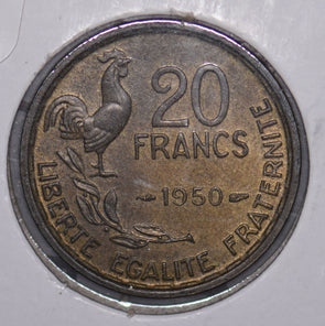 France 1950 20 Francs Rooster animal  900453 combine shipping
