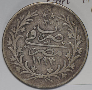 Egypt 1903 1293/2 10 Qirsh silver  E0075 combine shipping