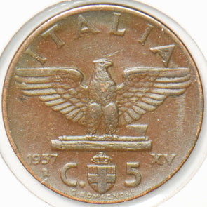 Italy 1937 5 Centesimi Eagle animal Vittorio Emanvele III 292999 combine shippin