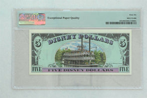 Disney Dollar 1987 A $5 PMG Gem UNC 66EPQ DIS4. Goofy. Mark Twain Riverboat PM0