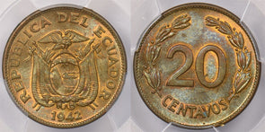 Ecuador 1942 20 Centavos PCGS MS 64 PI0105 combine shipping