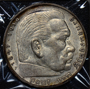 Germany 1936 F 5 Mark silver AU 190116 combine shipping