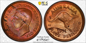 Australia 1951 p 1/2 Half Penny Kangaroo animal PCGS MS63RB With Dot PC1042 comb