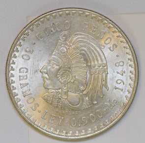 Mexico 1948 5 Pesos gem BU from the original roll BU0332 combine shipping