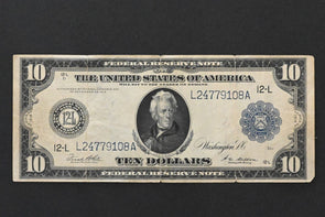 US 1914 $10 F+ Federal Reserve Notes Blue Seal SF-12 White/Mellon FR#951A RC0697