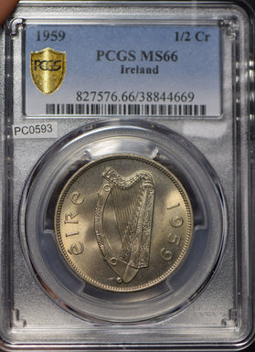 Ireland 1959 1/2 Crown Horse animal PCGS MS66 PC0593 combine shipping