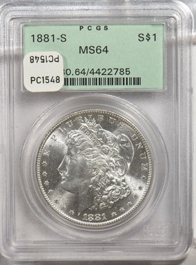 1881-s Morgan Dollar Silver Morgan dollar PCGS MS64 PC1548