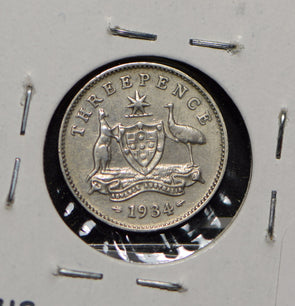 Australia 1934 3 Pence Kangaroo animal Moorhen  191203 combine shipping